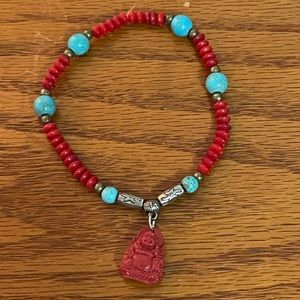 Buddha Bracelet with Coral & Turquoise